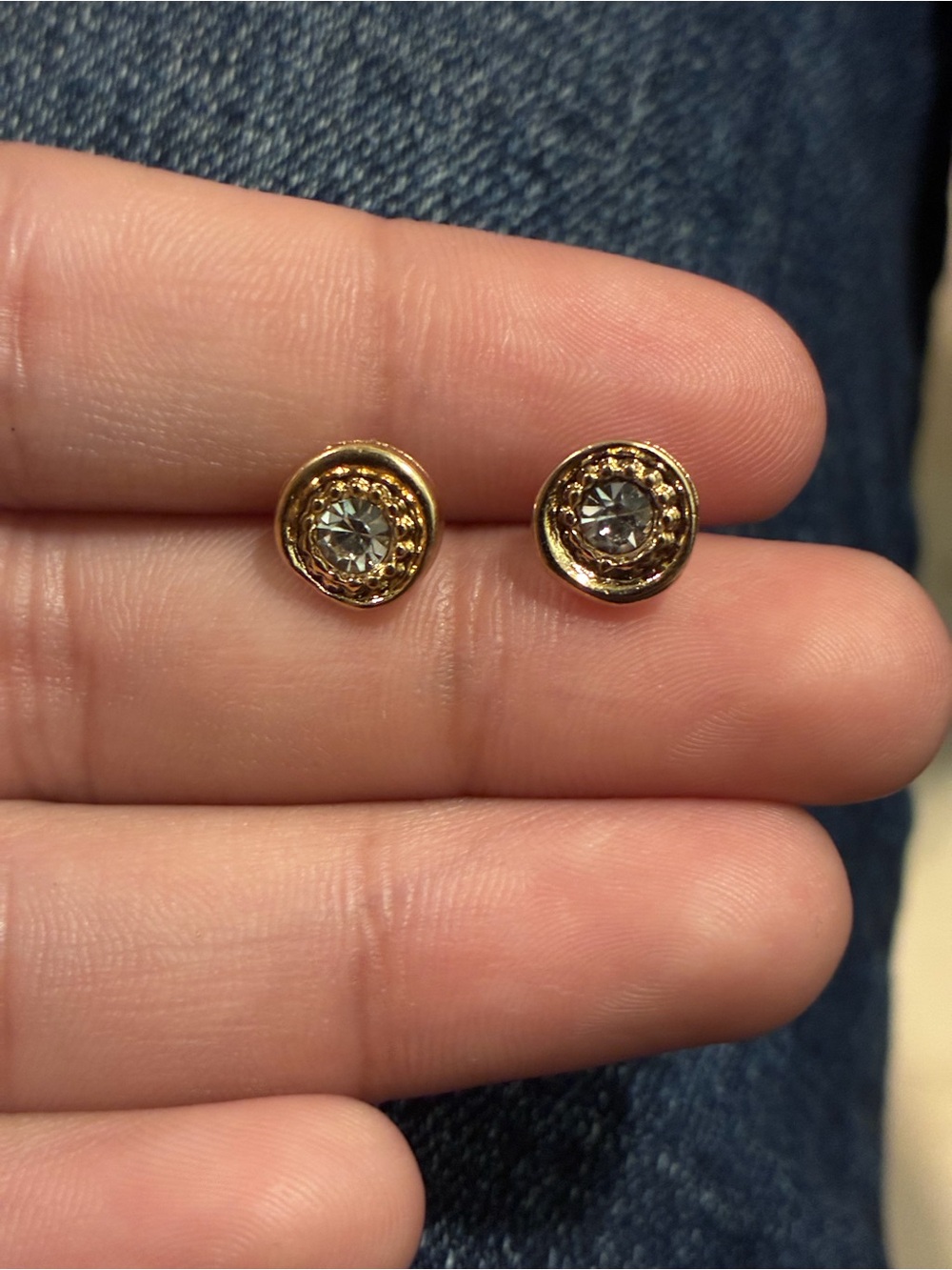 Vintage Gold Bezel Stud Earrings